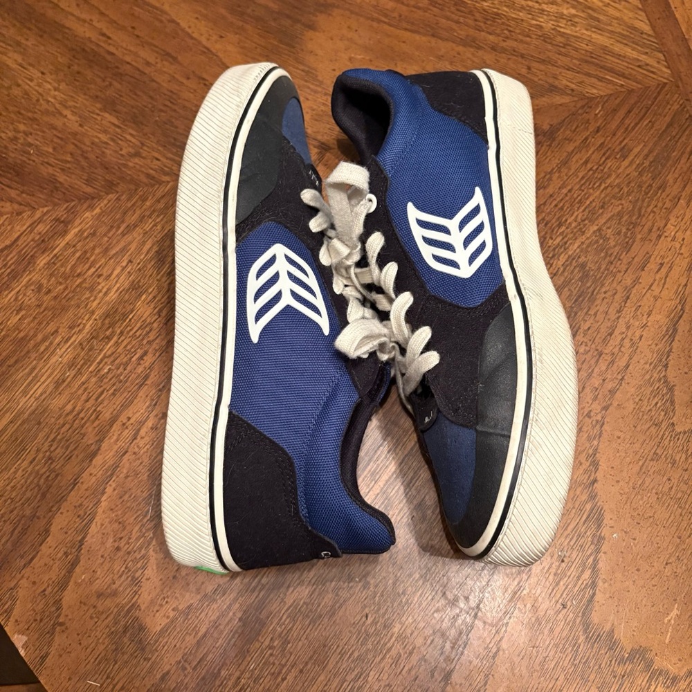 Vegan Cariuma Mike Vallely Blue and Black Sneakers with White Accents